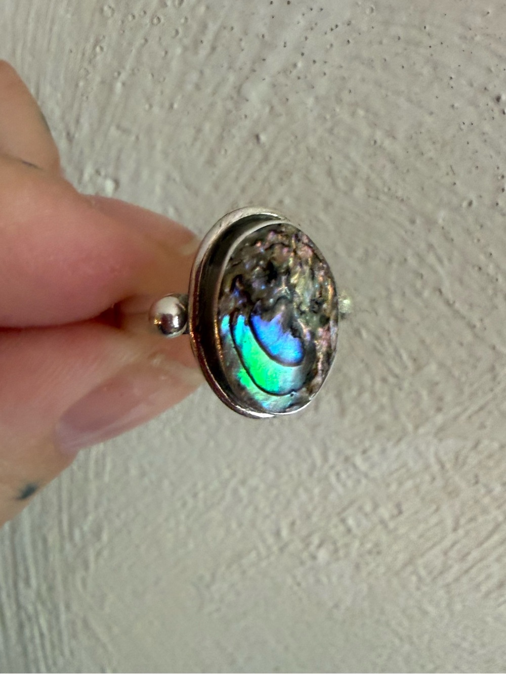 Stirling Silver Abalone Shell Oval Ring